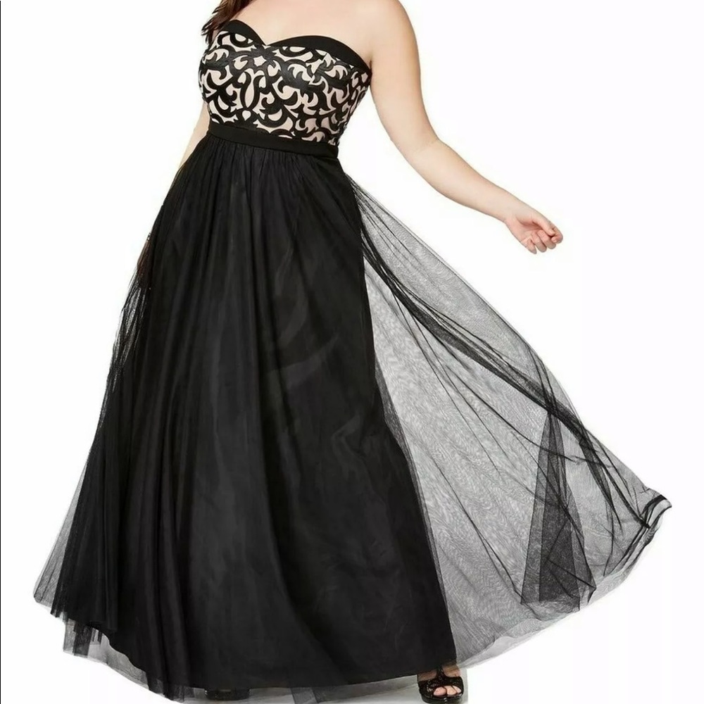 City Chic Black Maxi Gown Dress Size 20